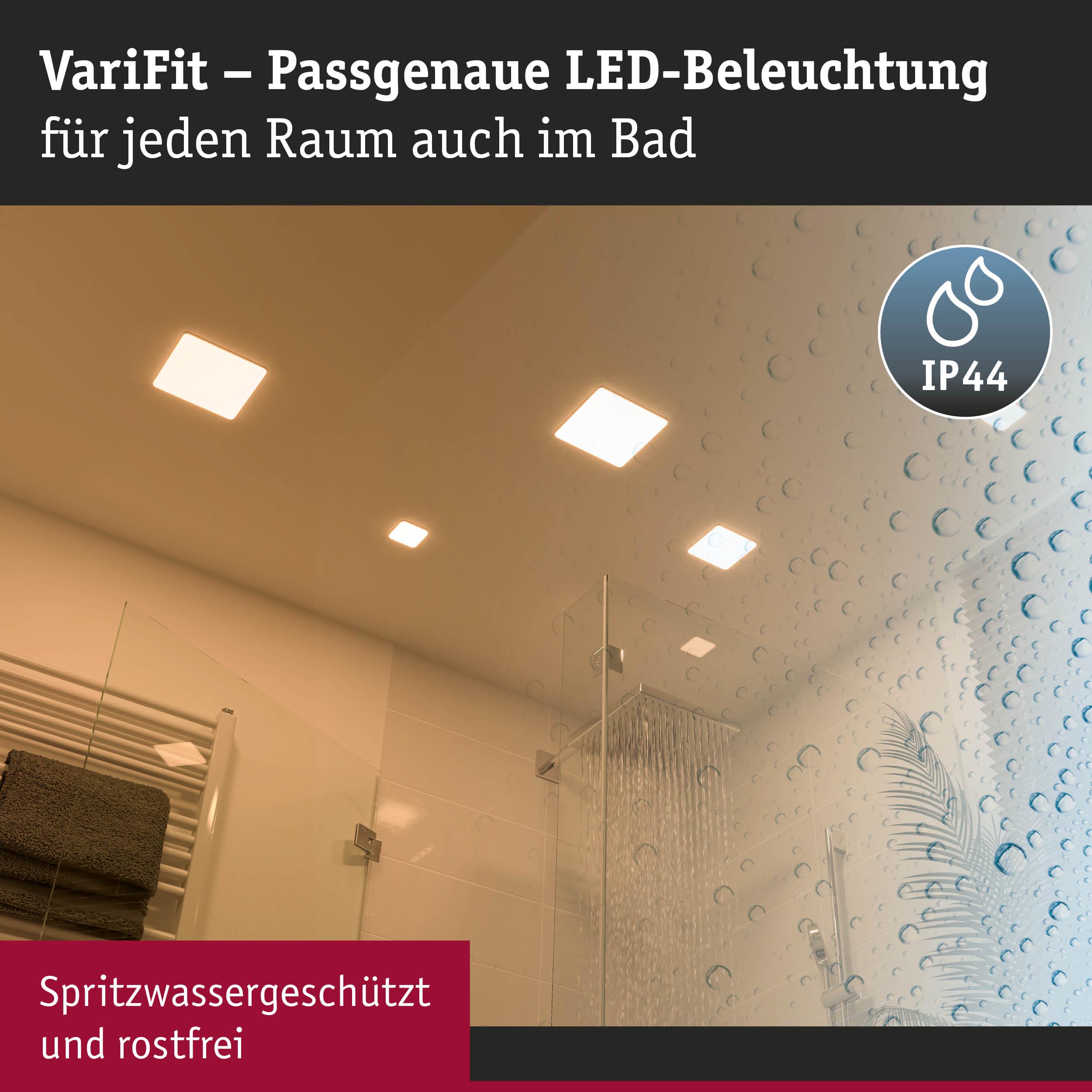VariFit LED-Deckenleuchten in Weiß, spritzwassergeschützt IP44, ideal für Badezimmerbeleuchtung