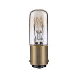 Kleine Glühlampe mit klarem Glas und messingfarbenem Sockel für Beleuchtung und Lampen.