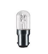 Kleine Glühlampe mit klarem Glas und messingfarbenem Sockel für Beleuchtung und Lampen.