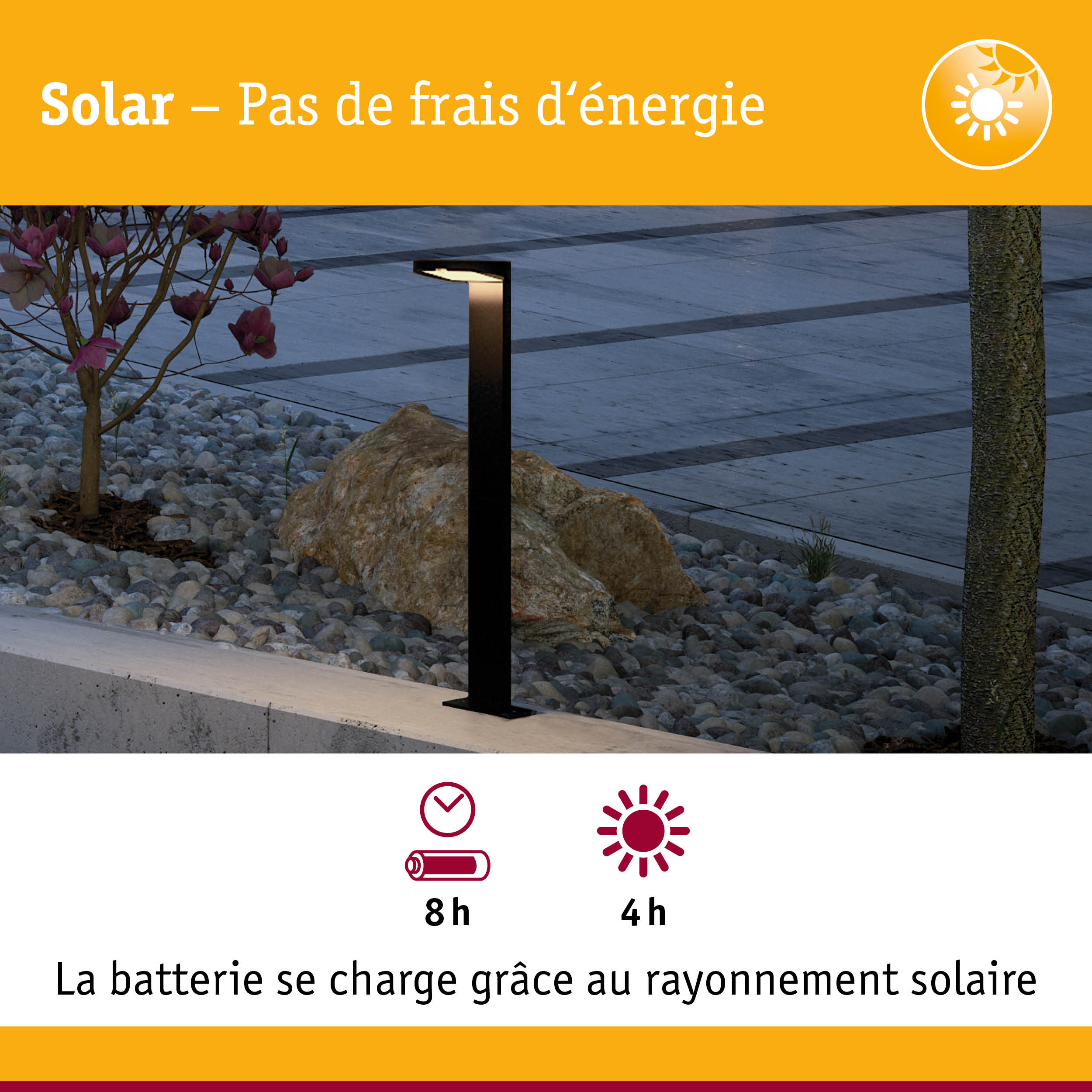 Lanterne solaire de jardin noire en métal avec éclairage LED économique pour extérieur