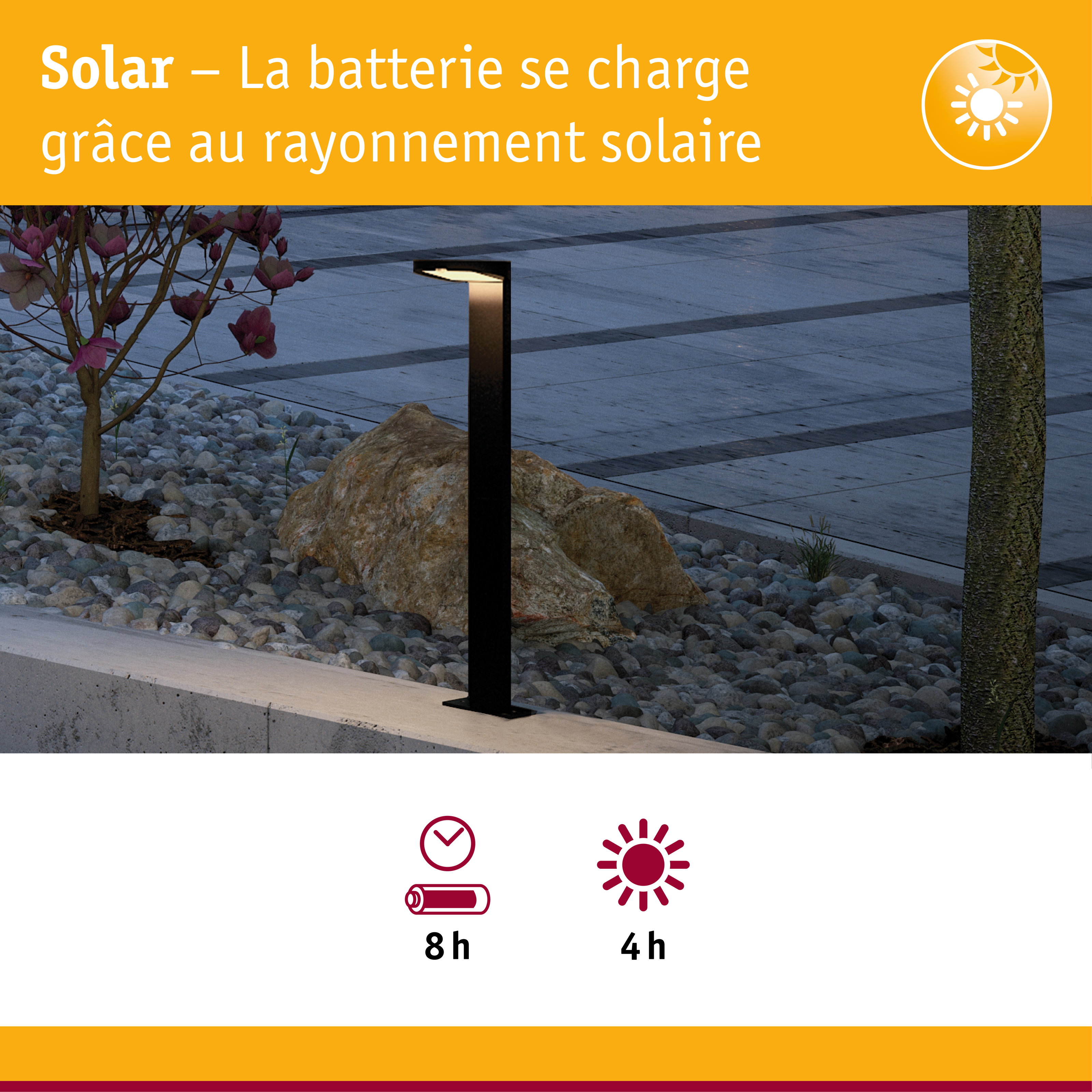 Lanterne solaire de jardin noire en métal avec éclairage LED économique pour extérieur