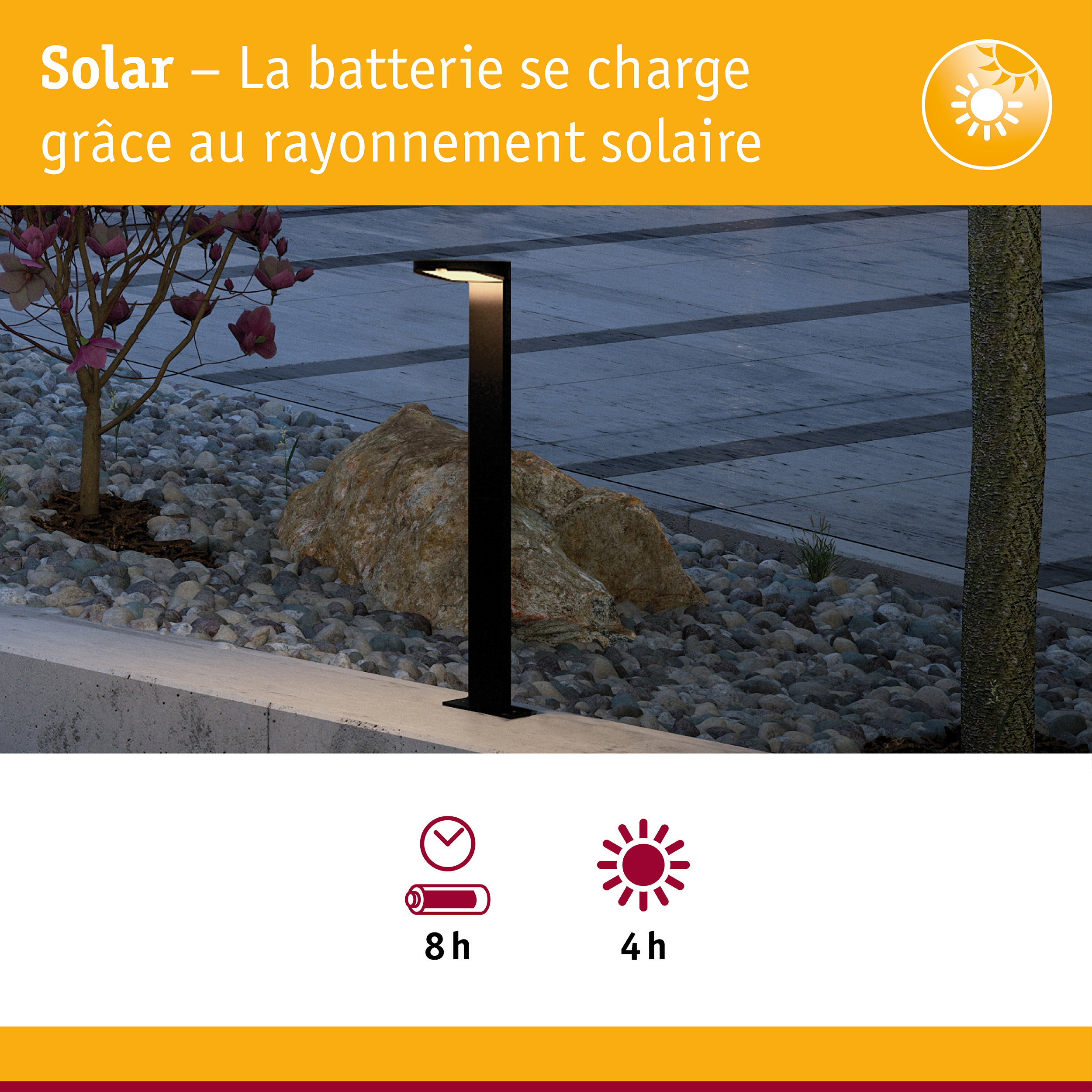 Lanterne solaire de jardin noire en métal avec éclairage LED économique pour extérieur