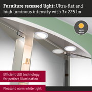 Ultra-flat furniture recessed LED light with warm white illumination for bathroom lighting