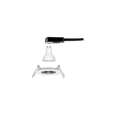 Witte GU10 LED inbouwspot met fitting en zwarte aansluitkabel voor moderne verlichting