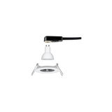 White GU10 LED recessed spotlight with socket and black connection cable for modern lighting