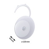 White round plastic motion sensor with 120 mm diameter and 40 mm depth for light control