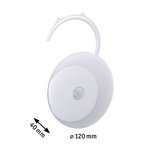 Détecteur de mouvement rond blanc en plastique de 120 mm de diamètre et 40 mm de profondeur pour contrôle d’éclairage