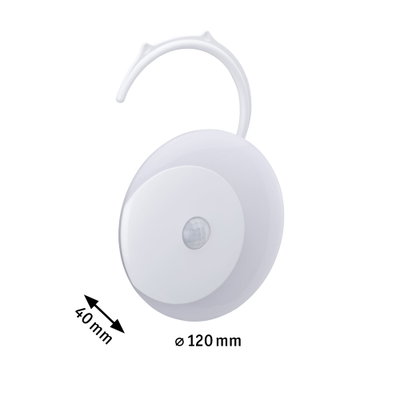 Détecteur de mouvement rond blanc en plastique de 120 mm de diamètre et 40 mm de profondeur pour contrôle d’éclairage