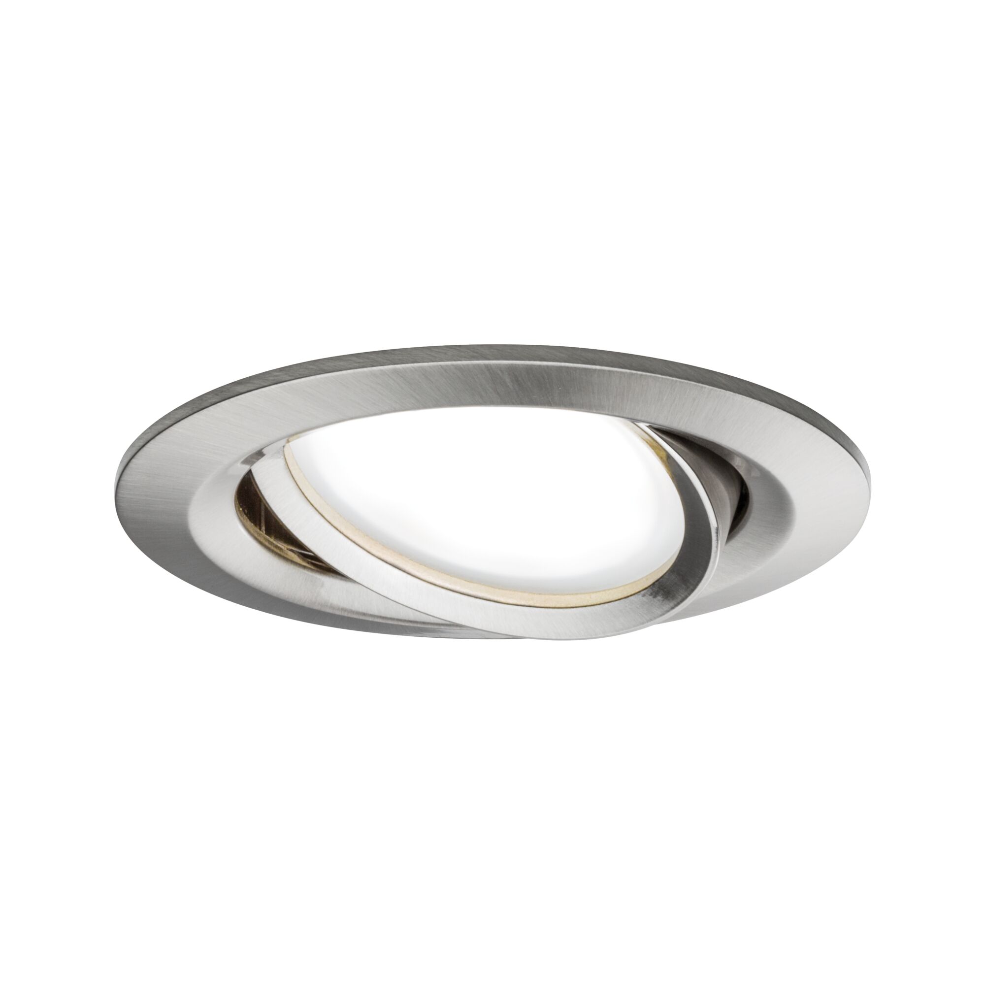 Ronde inbouwspot van geborsteld zilverkleurig aluminium met verstelbare kop voor LED-verlichting