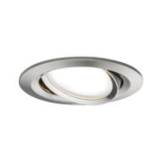 Runder Einbaustrahler aus gebürstetem Aluminium in Silber mit schwenkbarem Leuchtkopf für LED-Beleuchtung