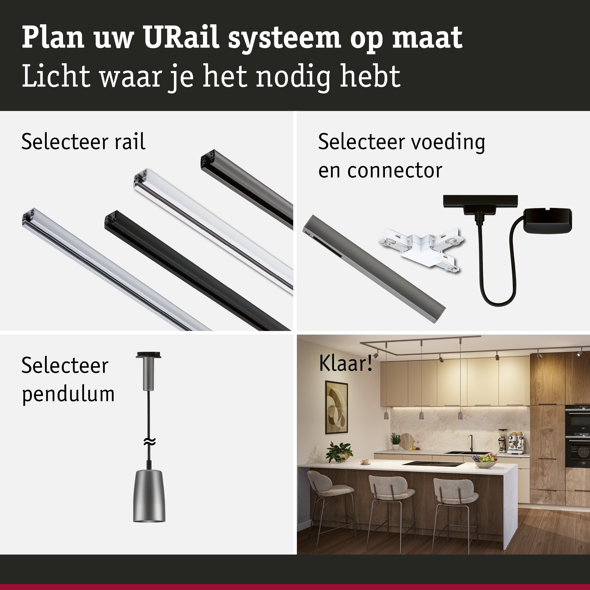 URail Pendels Cover GU10 max. 10W dimbaar 230V Titaanium