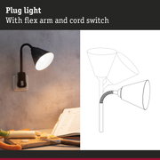 Black plug-in light with flexible arm and switch, perfect for kitchen lighting and reading lamp