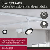 URail Spot Aldan white LED track lighting with dimmable neutral white spotlights and spherical lens