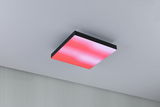 Square ceiling light with black frame and red LED illumination for modern interiors