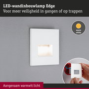 Witte LED-wandinbouwlamp Edge met warmwit licht voor meer veiligheid in gangen en op trappen