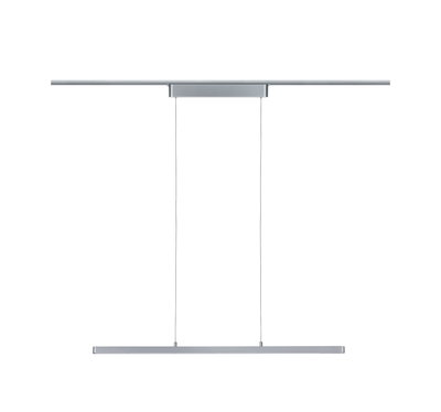 Moderne LED-Pendelleuchte aus silbernem Aluminium mit schlankem Design für Wohnräume