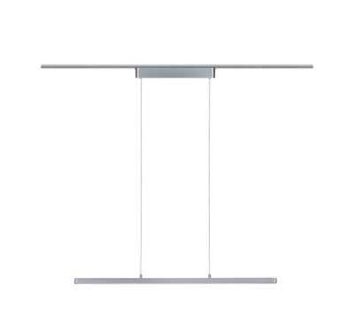 Moderne LED-Pendelleuchte aus silbernem Aluminium mit schlankem Design für Wohnräume