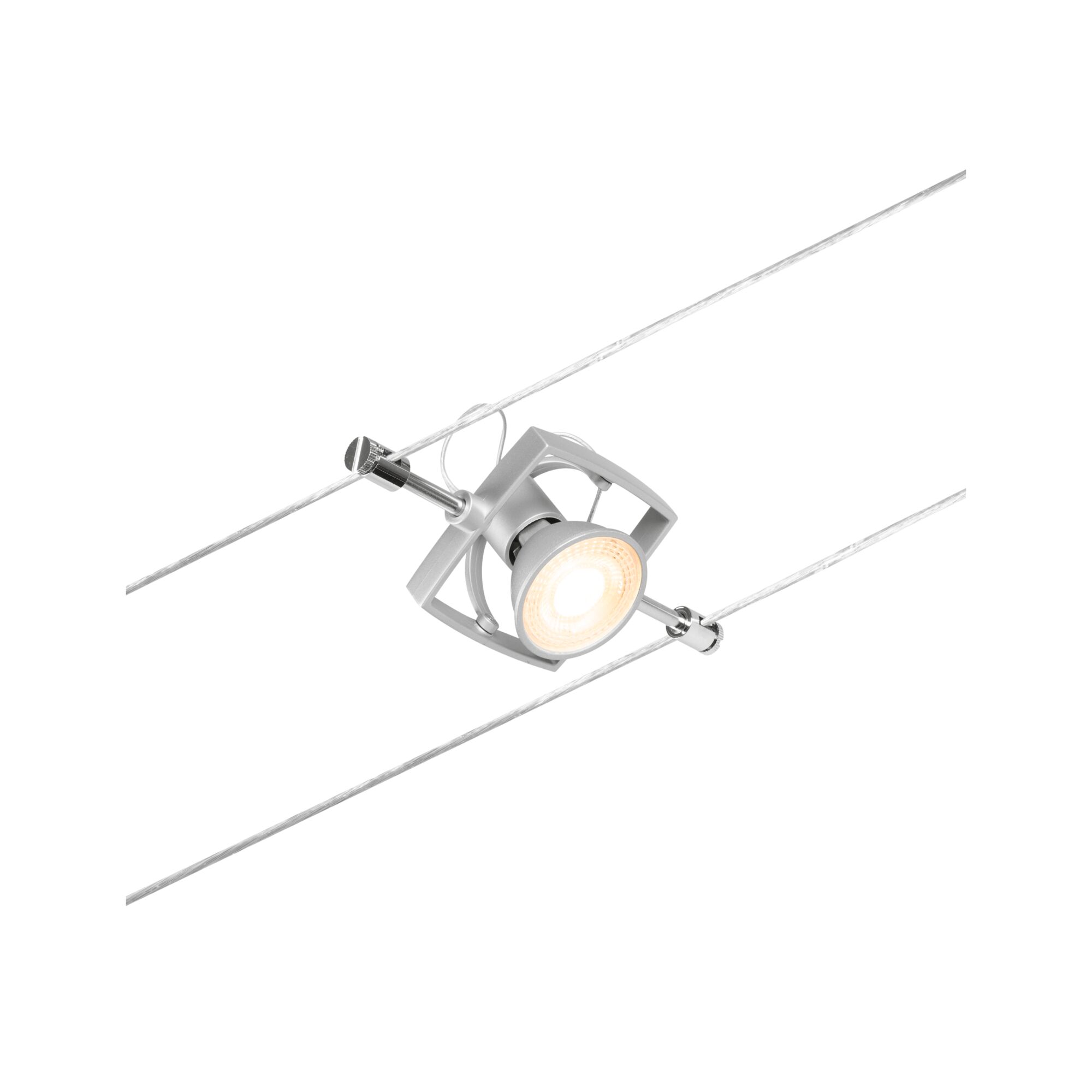 CorDuo Kabelsysteem Mac II Losse spot GU5,3 max. 10W 12V Chroom mat Zilveren LED-kabelspot met verstelbare lamp en transparante draad voor moderne verlichting