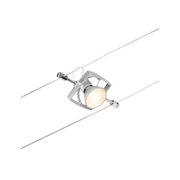 Zilveren LED-kabelspot met verstelbare lamp en transparante draad voor moderne verlichting