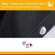 Commutation solaire automatique avec détecteur de mouvement intégré, angle de détection 120° et portée 4 m pour éclairage extérieur