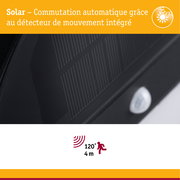 Commutation solaire automatique avec détecteur de mouvement intégré, angle de détection 120° et portée 4 m pour éclairage extérieur