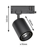 Schwarzer LED-Spot aus Metall mit 78 mm Durchmesser und 142 mm Höhe, energiesparende Beleuchtung