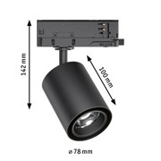 Schwarzer LED-Spot aus Metall mit 142 mm Höhe und 78 mm Durchmesser für moderne Innenbeleuchtung