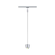Silberne LED-Pendelleuchte aus Metall mit verstellbarem Kabel für moderne Innenbeleuchtung