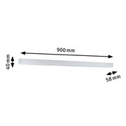 White aluminium LED wall light measuring 900 mm length and 40 mm height for modern lighting