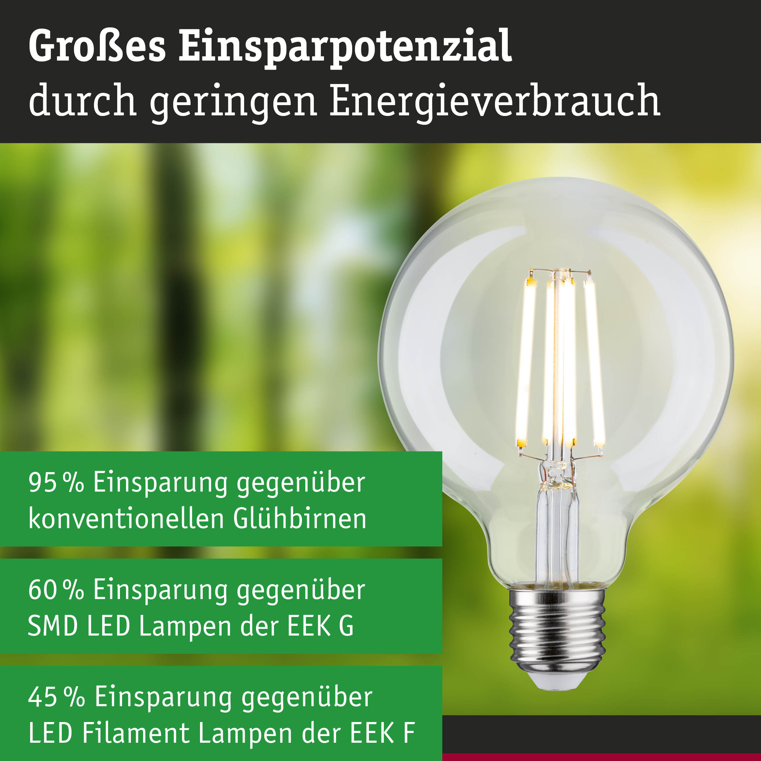 Efficient-Line Filament 230V LED Globe G95 E27 840lm 4W 3000K Klar