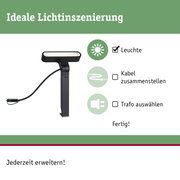 Schwarze LED-Leuchte mit Kabel und Steckverbindung für flexible Lichtinszenierung im Innenbereich