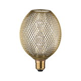 Goldfarbene LED-Lampe mit dekorativem Gitter aus Metall für stilvolle Beleuchtung
