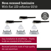 Nova recessed luminaire made of die-cast aluminium with flat LED reflector GU10 and exchangeable lamp