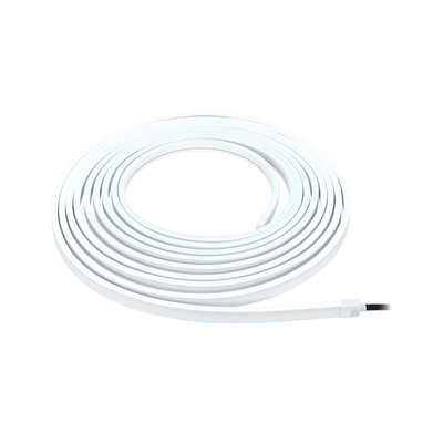 White flexible LED strip light with connector cable, perfect for modern room lighting and decoration.