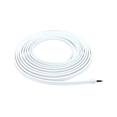 Bande LED flexible blanche avec câble de connexion, idéale pour l'éclairage et la décoration modernes.