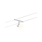Spot sur câble moderne en aluminium brossé avec lampe LED argentée pour éclairage polyvalent