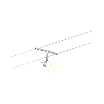 Spot sur câble moderne en aluminium brossé avec lampe LED argentée pour éclairage polyvalent