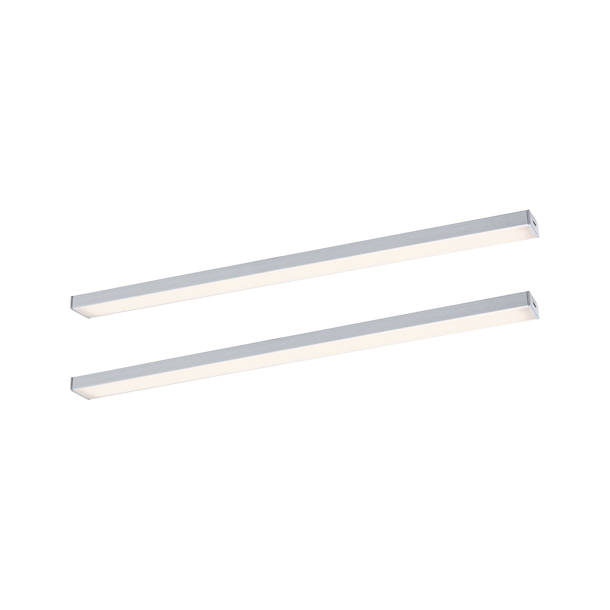 LED-onderkastverlichting Inline Uitbreidingsset 3000K dimbaar 2x4W 350x26mm 2x350lm 24V Chroom mat Twee smalle zilveren aluminium LED-strips met warm wit licht voor moderne binnenverlichting