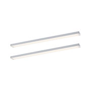 Deux bandes LED fines en aluminium argenté avec lumière blanc chaud pour éclairage intérieur moderne