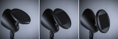 Zwarte solar tuinlamp met verstelbare kop van kunststof voor buitenverlichting