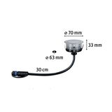 Lille indbygningsspot med 70 mm diameter og 30 cm sort kabel til LED-belysning