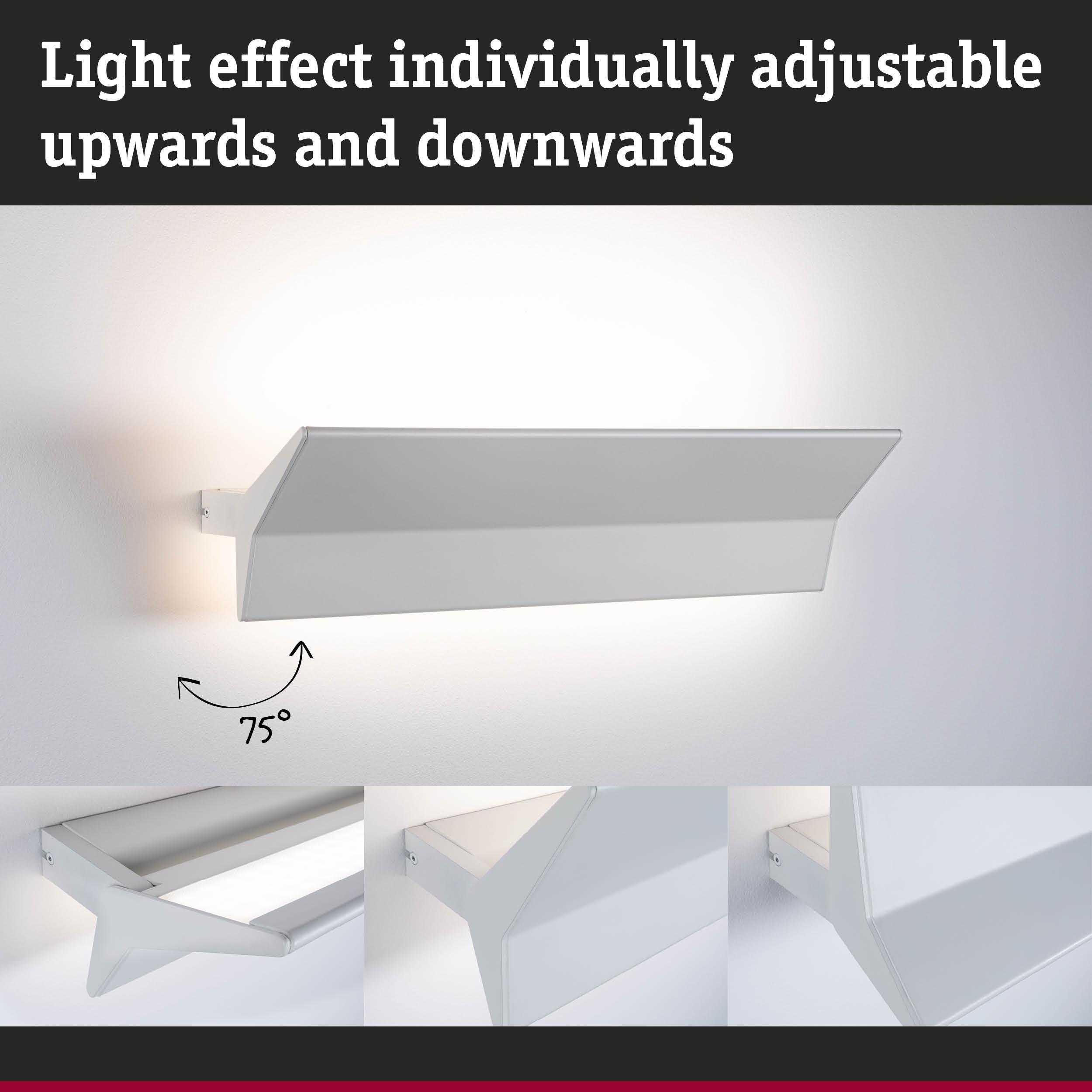 White adjustable metal wall light with 75° tilt for flexible LED lighting effect