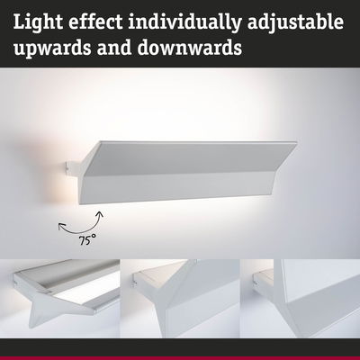 White adjustable metal wall light with 75° tilt for flexible LED lighting effect