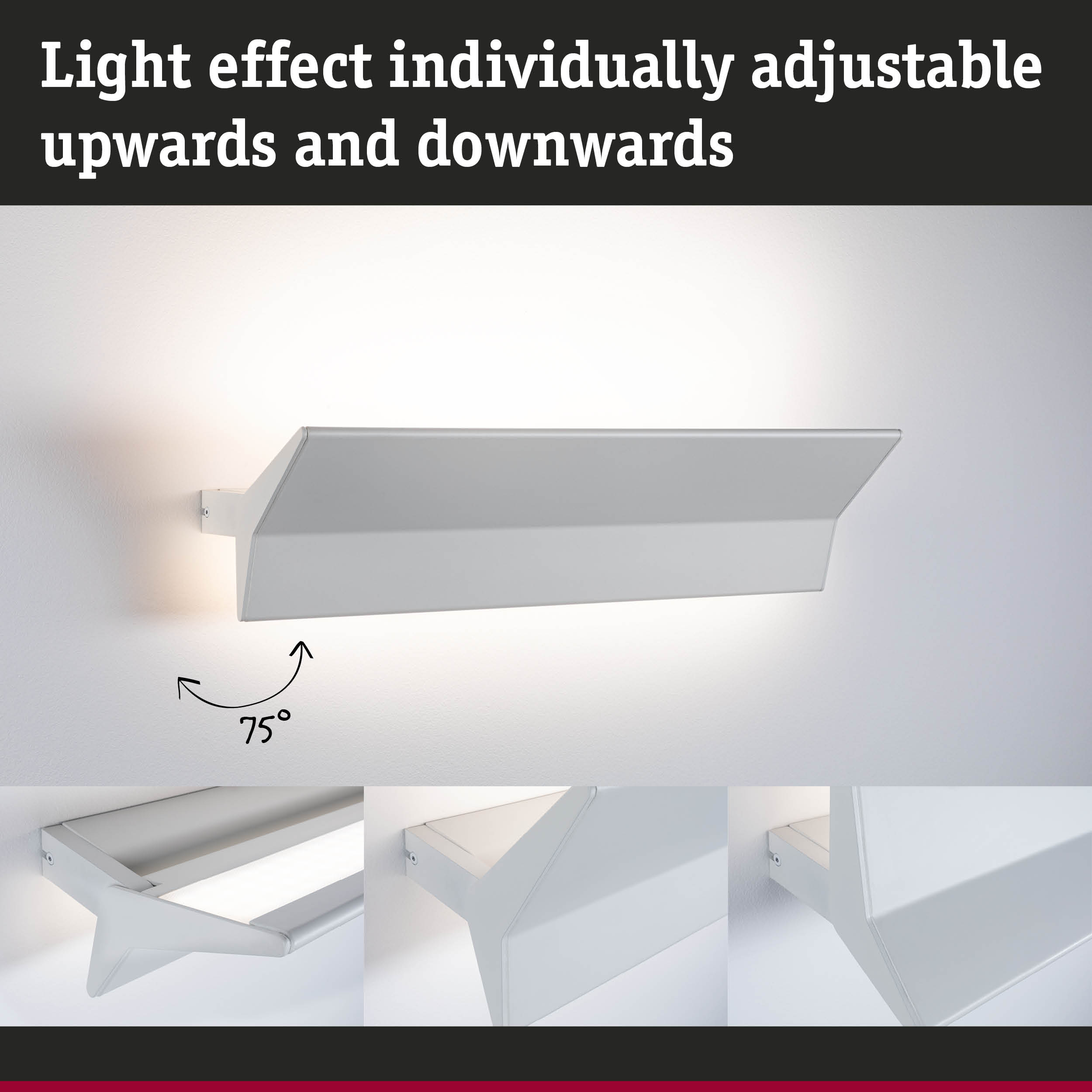 White adjustable metal wall light with upward and downward light effect for modern interiors