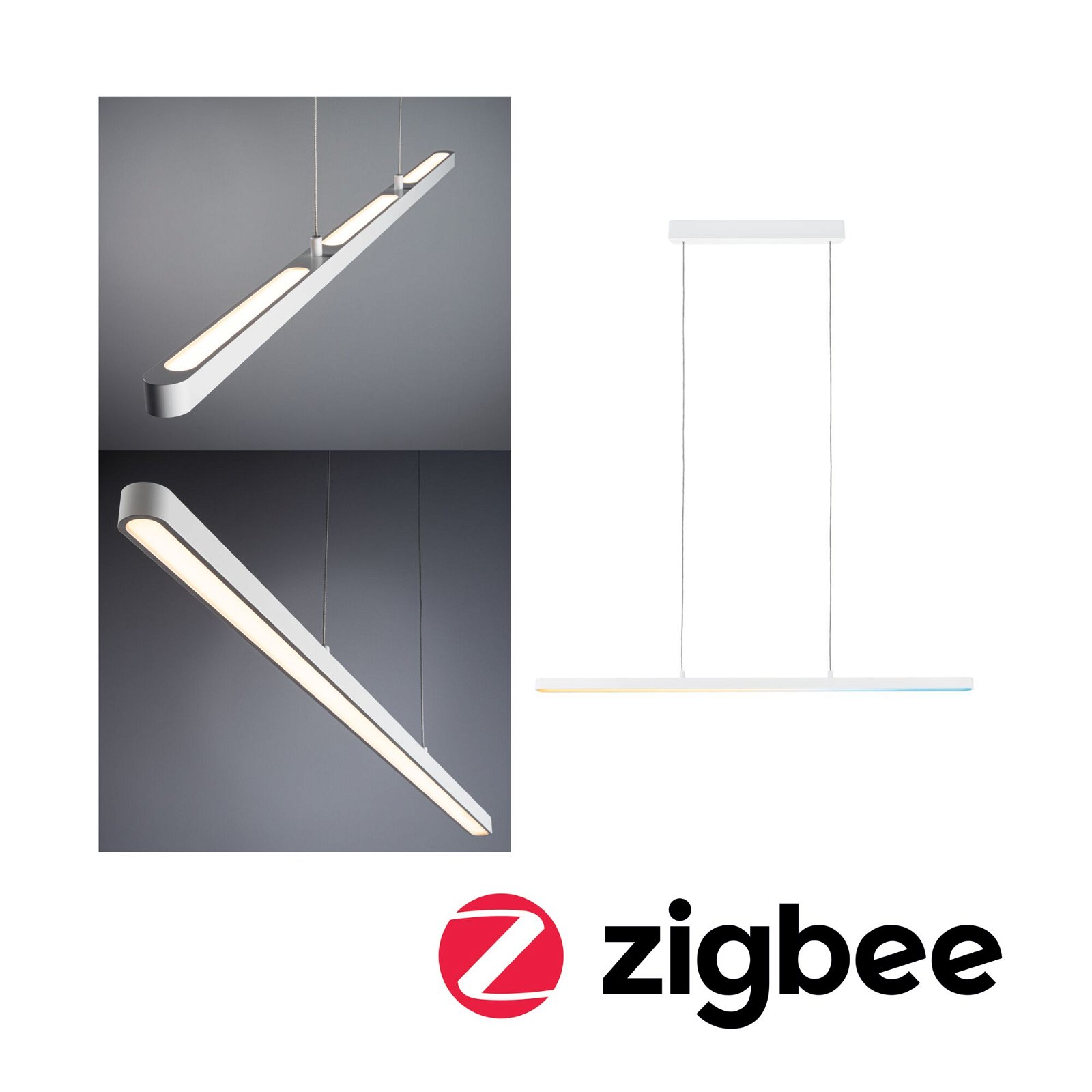 LED-pendelarmatur Smart Home Zigbee 3.0 Lento Tunable White 3x2100lm 3x13,5W Mat hvid dæmpbar