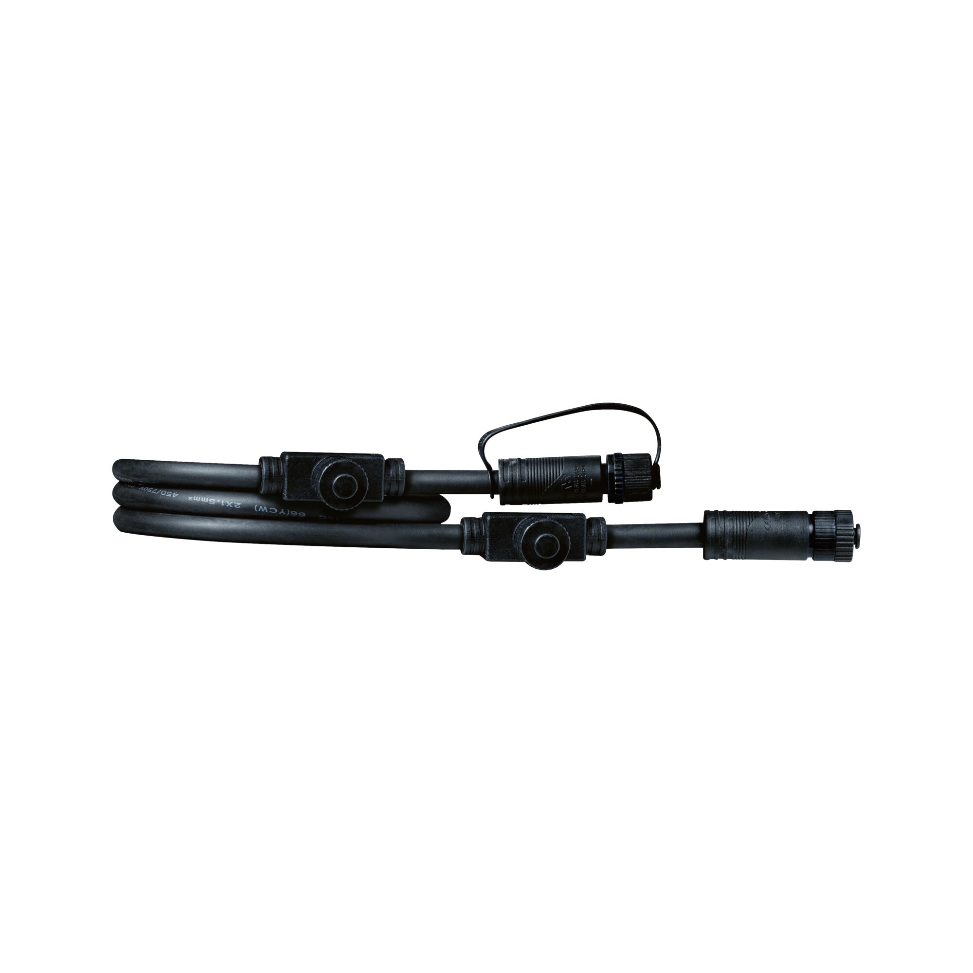 Plug & Shine Kabel 1m 3 Ausgänge IP68 Schwarz Schwarzes Verbindungskabel mit Steckern und Schutzkappen aus robustem Kunststoff für LED-Beleuchtung