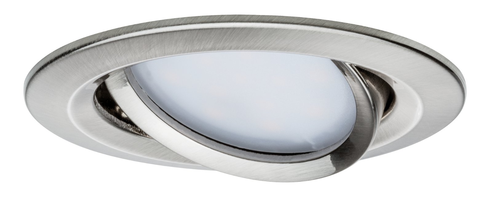 Spot encastré LED Nova Plus Coin Luminaire individuel orientable rond 84mm 50° Coin 6W 470lm 230V gradable 2700K Acier brossé
