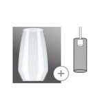 Transparent glass lampshade with cylindrical shape and mounting diagram for pendant light
