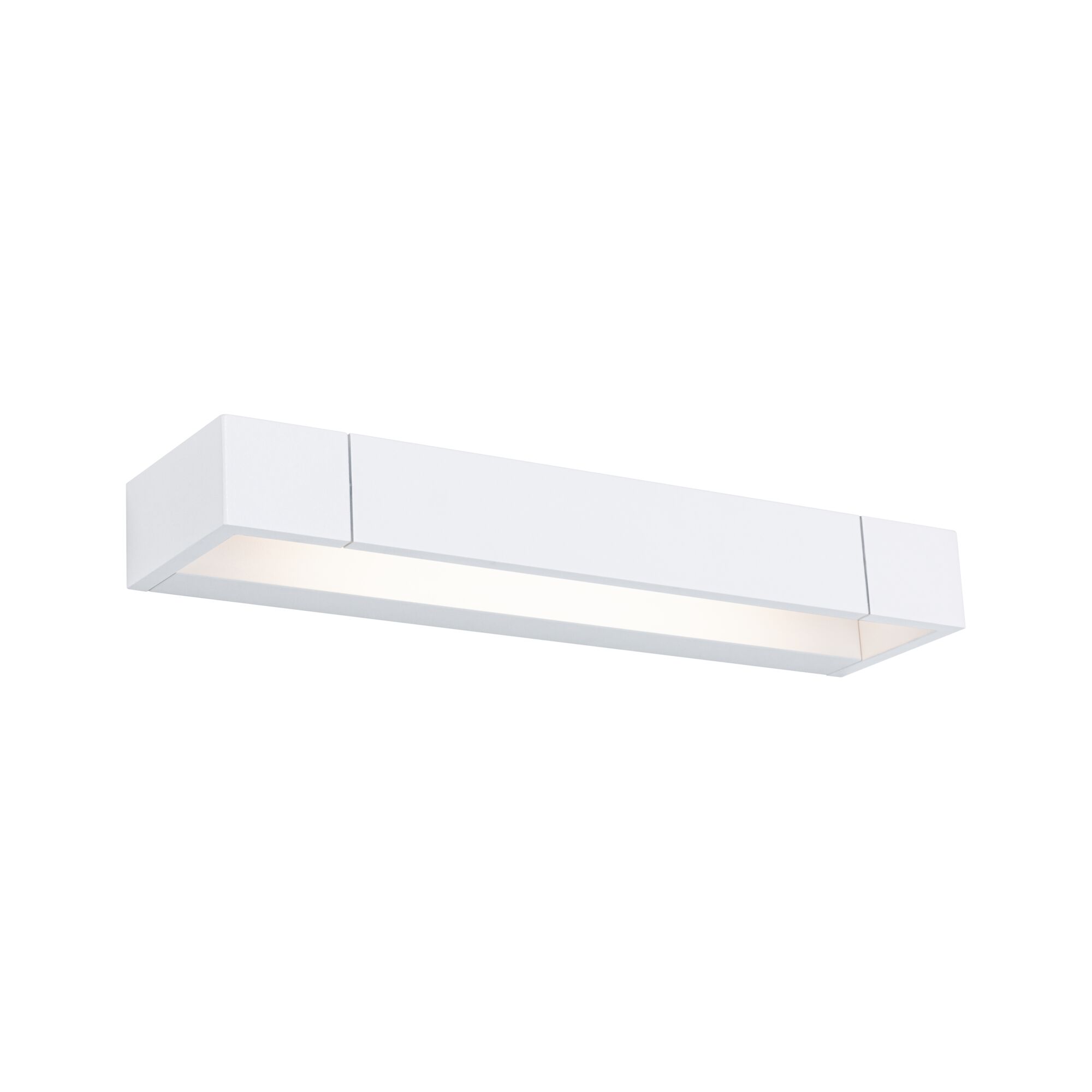 Modern white metal LED wall light with warm white illumination for indoor use