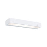 Modern white metal LED wall light with warm white illumination for indoor use